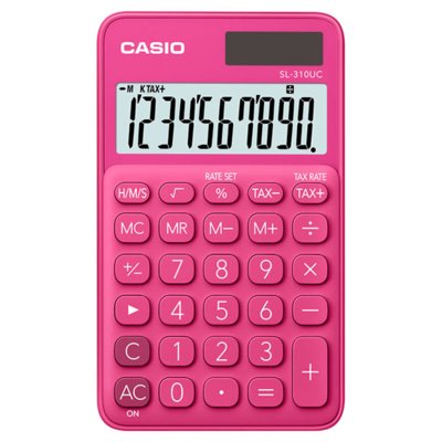 Kalkulator CASIO SL-310UC-RD Zasilanie bateryjno-słoneczne, 4 pamięci Różowy
