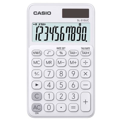 Kalkulator CASIO SL-310UC-WE Zasilanie bateryjno-słoneczne, 4 pamięci Biały