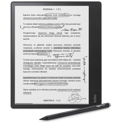 Czytnik e-booków KOBO Elipsa 2E 10.3", Podświetlany ekran, Wi-Fi, Bez reklam Czarny