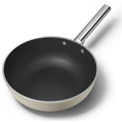 Patelnia wok SMEG WOF3002CRM 30 cm ceramiczna powłoka nieprzywierająca, beztłuszczowa, do piekarnika