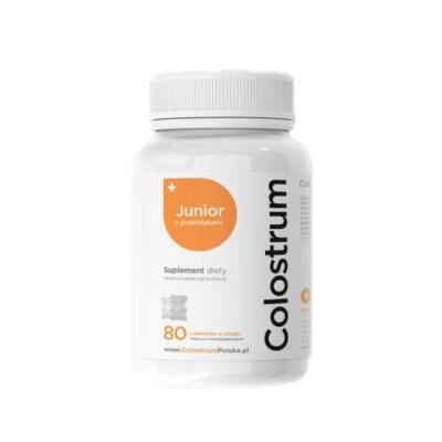 Suplement diety COLOSTRUM Junior Mleczno-truskawkowy (80 pastylek)