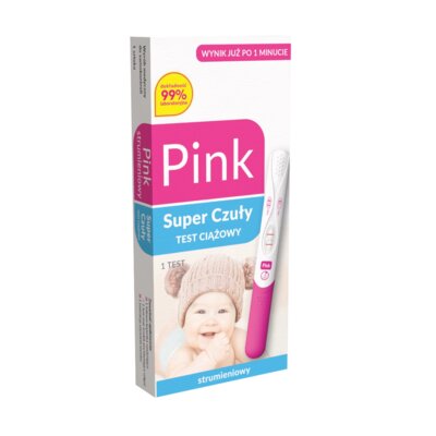 Test ciążowy PINK Strumieniowy Super Czuły (10 mIU/ml)