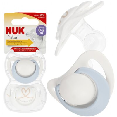Smoczek NUK Star 10730690 0-2 m Niebiesko-biały (2 sztuki)