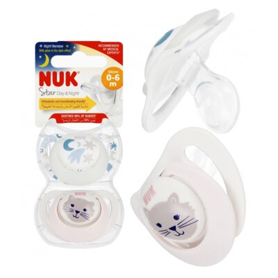 Smoczek NUK Star Day & Night 0-6 m Wielokolorowy (2 sztuki)