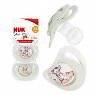 Smoczek NUK Star Kubuś/Tygrysek 10730906 0-6 m Jasnozielony (2 sztuki)
