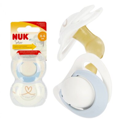 Smoczek NUK Star 10730713 Niebiesko-biały 0-6 m (2 sztuki)