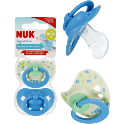 Smoczek NUK Signature 10177206 18-36 m Niebiesko-zielony (2 sztuki)