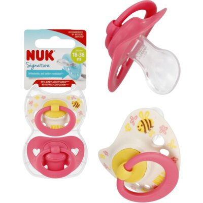 Smoczek NUK Signature 10739679 18-36 m Róźowy (2 sztuki)