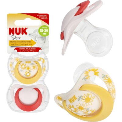 Smoczek NUK Star 10739734 18-36 m Czerwono-żółty (2 sztuki)