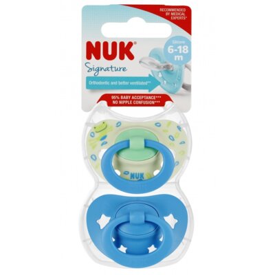 Smoczek NUK Signature 10736121 6-18 m Niebieski (2 sztuki)