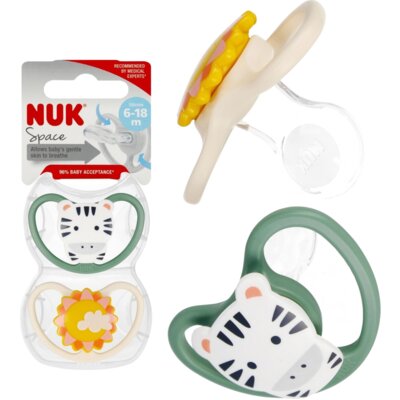 Smoczek NUK Space Zebra 10736931 6-18 m Wielokolorowy (2 sztuki)
