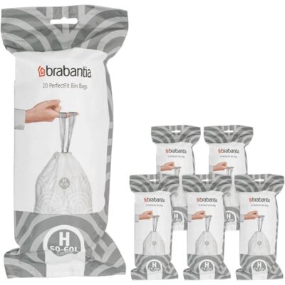 Worki na śmieci BRABANTIA PerfectFit 138782 50-60L (120 sztuk) Biały ze wzorem