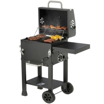 Grill ogrodowy węglowy LUND Deluxe 99928 Zamykany, na kółkach, boczna półka, termometr