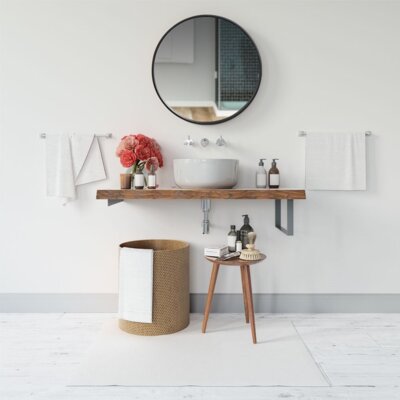 Zdjęcia - Lustro łazienkowe Vilde Lustro ścienne drewniane czarne okrągłe 50 cm 569290 