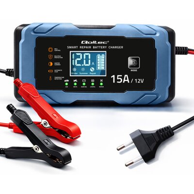 Inteligentna ładowarka QOLTEC 52666 do akumulatorów AGM GEL LiFePO4 12V 15A