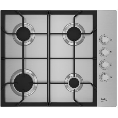 Płyta gazowa BEKO b100 HIBG64122SX Wysokowydajne palniki Żeliwne ruszty