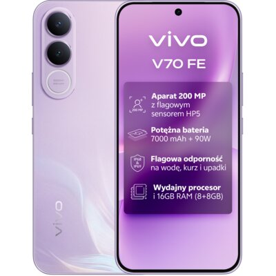 Smartfon VIVO V70 FE 5G 8/256GB 6.83" 120Hz Jasnofioletowy