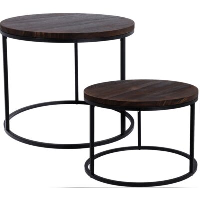 Zestaw stolików kawowych EXCELLENT HOUSEWARE Loft okrągły 50 x 57 cm Brązowo-czarny