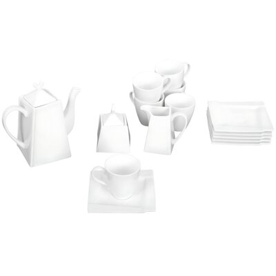 Serwis kawowy porcelanowy AMBITION Kubiko na 6 osób (17 elementów)