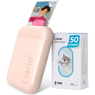 Drukarka LIENE Pearl K100 Różowy + Papier fotograficzny (50 szt.)
