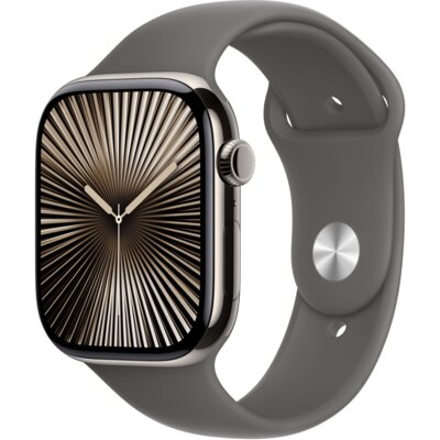 Apple Watch 10 GPS + Cellular 42mm koperta z tytanu (naturalny) + pasek sportowy rozmiar M/L (górska szarość)