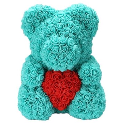 Miś z róż EXTRALINK Niebieski 40 cm