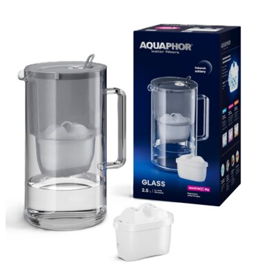 Dzbanek filtrujący AQUAPHOR Glass + wkład Maxfor+ MG Szary