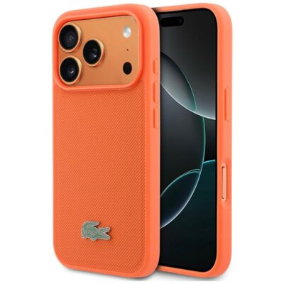 Etui LACOSTE Petit Pique Lacquer Logo MagSafe do Apple iPhone 17 Pro Pomarańczowy