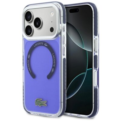 Etui LACOSTE Shockproof Transparent Frosted MagSafe do Apple iPhone 17 Pro Max Marynarski granat