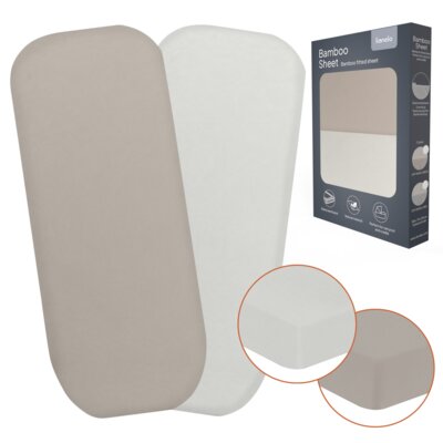 Prześcieradło do łóżeczka LIONELO Bamboo Sheet 70 x 28 cm (2 szt.) Biały/Beżowy