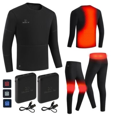Bielizna podgrzewana MISSION AIR E-Underwear Men +2 x Powerbank (rozmiar L) Czarny
