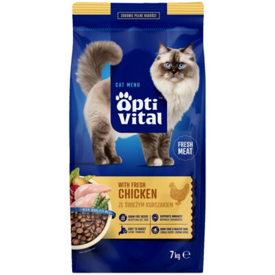 Karma dla kotów OPTIVITAL Kurczak 7 kg