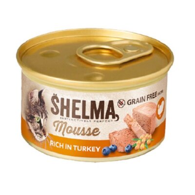 Karma dla kota SHELMA Indyk z jagodą i rokitnikiem 85 g