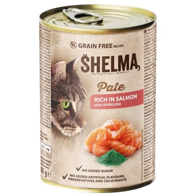 Karma dla kota SHELMA Pate Łosoś i spirulina 400 g