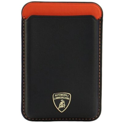 Magnetyczny portfel LAMBORGHINI Urus D8 Genuine Leather MagSafe Czarno-pomarańczowy