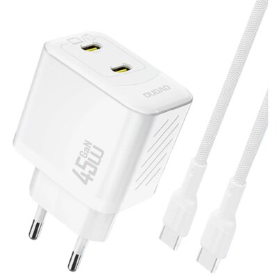 Ładowarka sieciowa DUDAO A28PCEU 45W GaN Biały ładowarka do telefonu 2 x USB-C z kablem USB-C