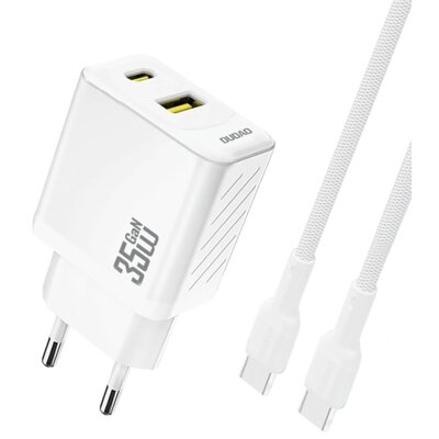 Ładowarka sieciowa DUDAO A27MaxCEU 35W Biały ładowarka do telefonu USB-A, USB-C z kablem USB-C
