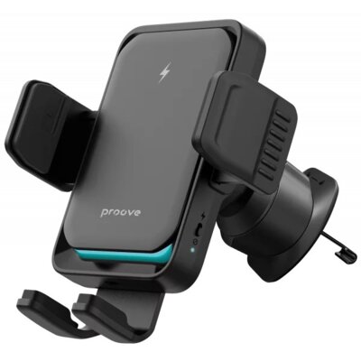 Uchwyt na telefon i smartfon PROOVE Sonic Pro QI 15W Czarny uchwyt samochodowy na kratkę nawiewu