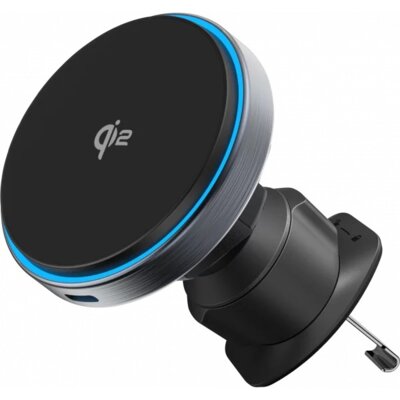 Uchwyt na telefon i smartfon PROOVE Titanium Circle Qi2 15W Szary uchwyt samochodowy na kratkę nawiewu