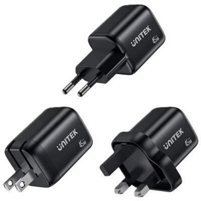 Ładowarka sieciowa UNITEK P1129ABK01-EU 45W GaN Czarny