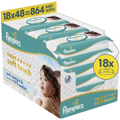 Chusteczki nawilżane PAMPERS Aqua Soft Touch (864 szt.)