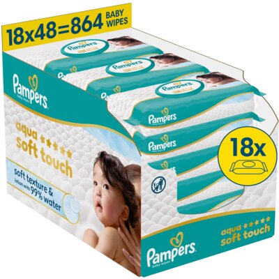 Chusteczki nawilżane PAMPERS Aqua Soft Touch (864 szt.)