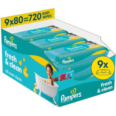 Chusteczki nawilżane PAMPERS Fresh Clean XXL 9x80 (720 szt.)