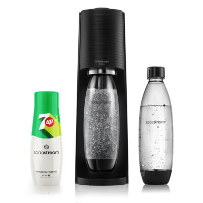 Saturator SODASTREAM Terra Czarny + 2 butelki + Syrop 7UP 440 ml