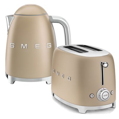 Czajnik SMEG KLF03CHMEU Szampański Złoty Mat + Toster SMEG TSF01CHMEU Złoty