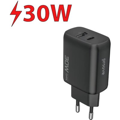 Ładowarka sieciowa PROOVE Silicone Power 2 30W GaN Czarny