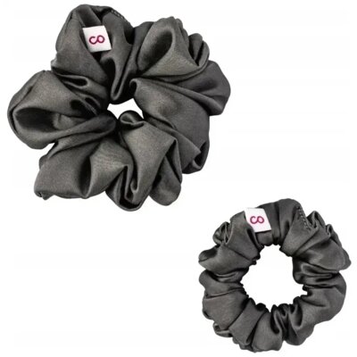 Zestaw gumek do włosów COSHARE Jedwab S+M Grafitowy (2 sztuki)