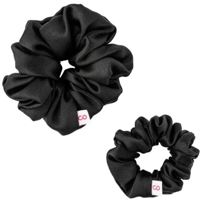 Zestaw gumek do włosów COSHARE Jedwab S+M Czarny (2 sztuki)
