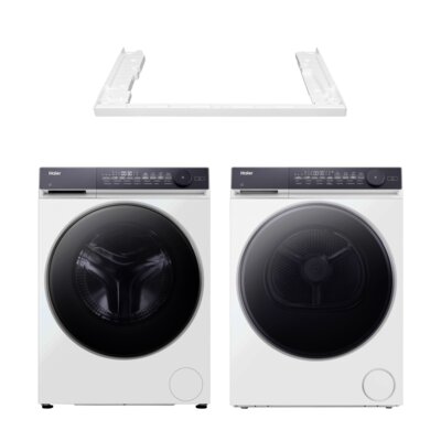 Pralka HAIER X7 SLIM HW80-BD14MEPTU1 8kg 1400 obr/min Smart Dual Spray hOn Smart Dosing + Suszarka HAIER X7 SLIM MHDE80-D367TU1 z pompą ciepła 8kg I-Refresh Ion Air Fresh I-Time hOn Woolmark + Łącznik HAIER HASKWS579 Seria X7 i X5 Slim Biały