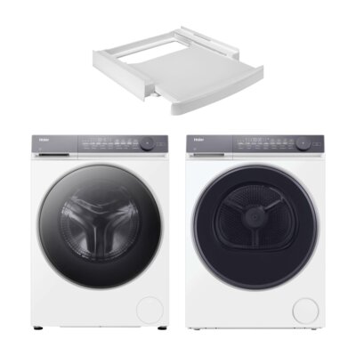 Pralka HAIER X7 HW100-BD14MEPU1 10kg 1400 obr/min Smart Dual Spray hOn Smart Dosing + Suszarka HAIER X7 MHDE90-A367U1 z pompą ciepła 9kg I-Refresh Ion Air Fresh I-Time hOn Woolmark + Łącznik WPRO SKS101